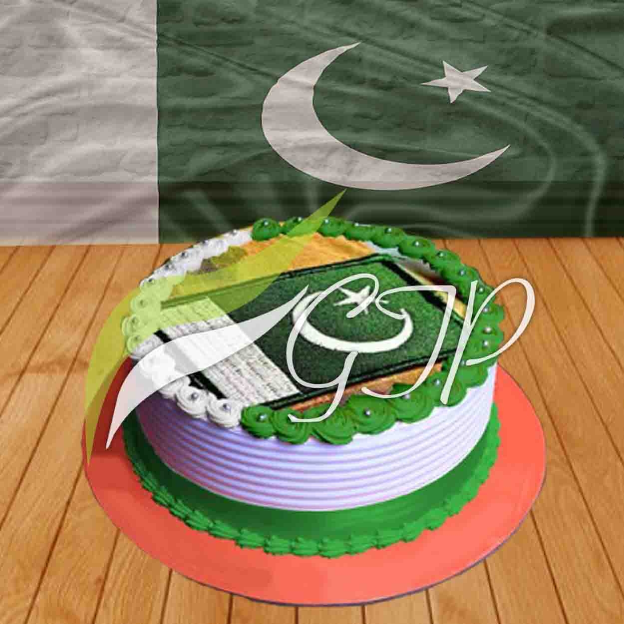 Online Pakistani Flag Cake 8 Portions Gift Delivery in UAE - FNP